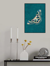 Turquoise Gold Moth Butterfly Poster och Canvastavla