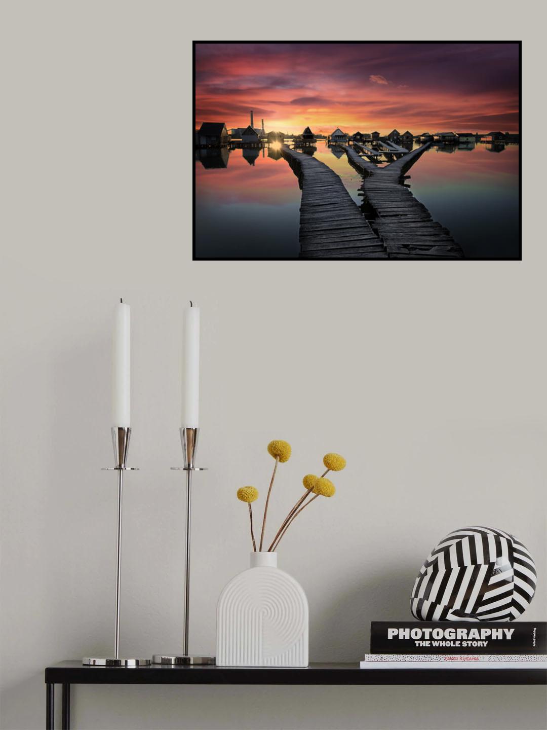 Sunset over Bokodi Hutoto Lake Poster och Canvastavla