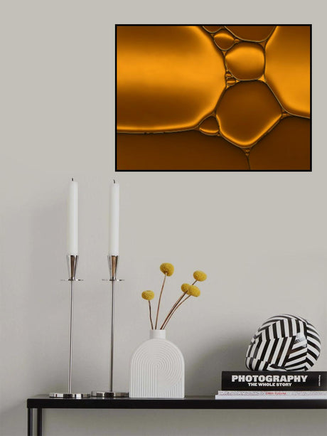 Golden dance of oil in water Poster och Canvastavla