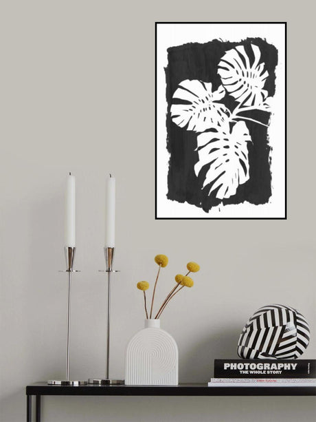 Black Monstera Leaves Silhouette Poster och Canvastavla