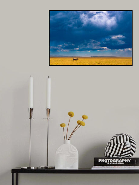 Two-horned Rhino under a cloudy sky Poster och Canvastavla