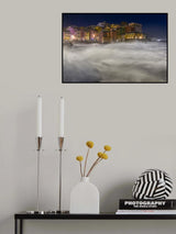 The ancient village among the sea vapors. Poster och Canvastavla