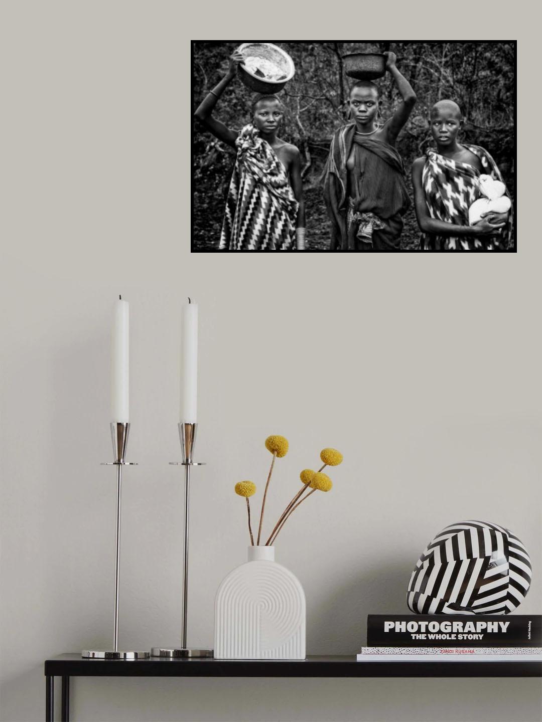Three surmi tribe girls - Ethiopia Poster och Canvastavla