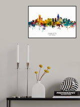 Charlotte North Carolina Skyline Poster och Canvastavla