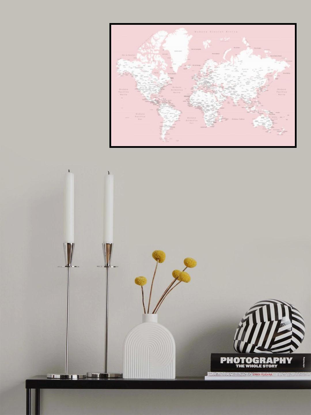 Leire world map in Spanish Poster och Canvastavla