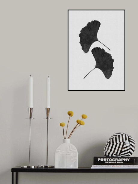 Ginkgo Leaf Black &amp; White II Poster och Canvastavla