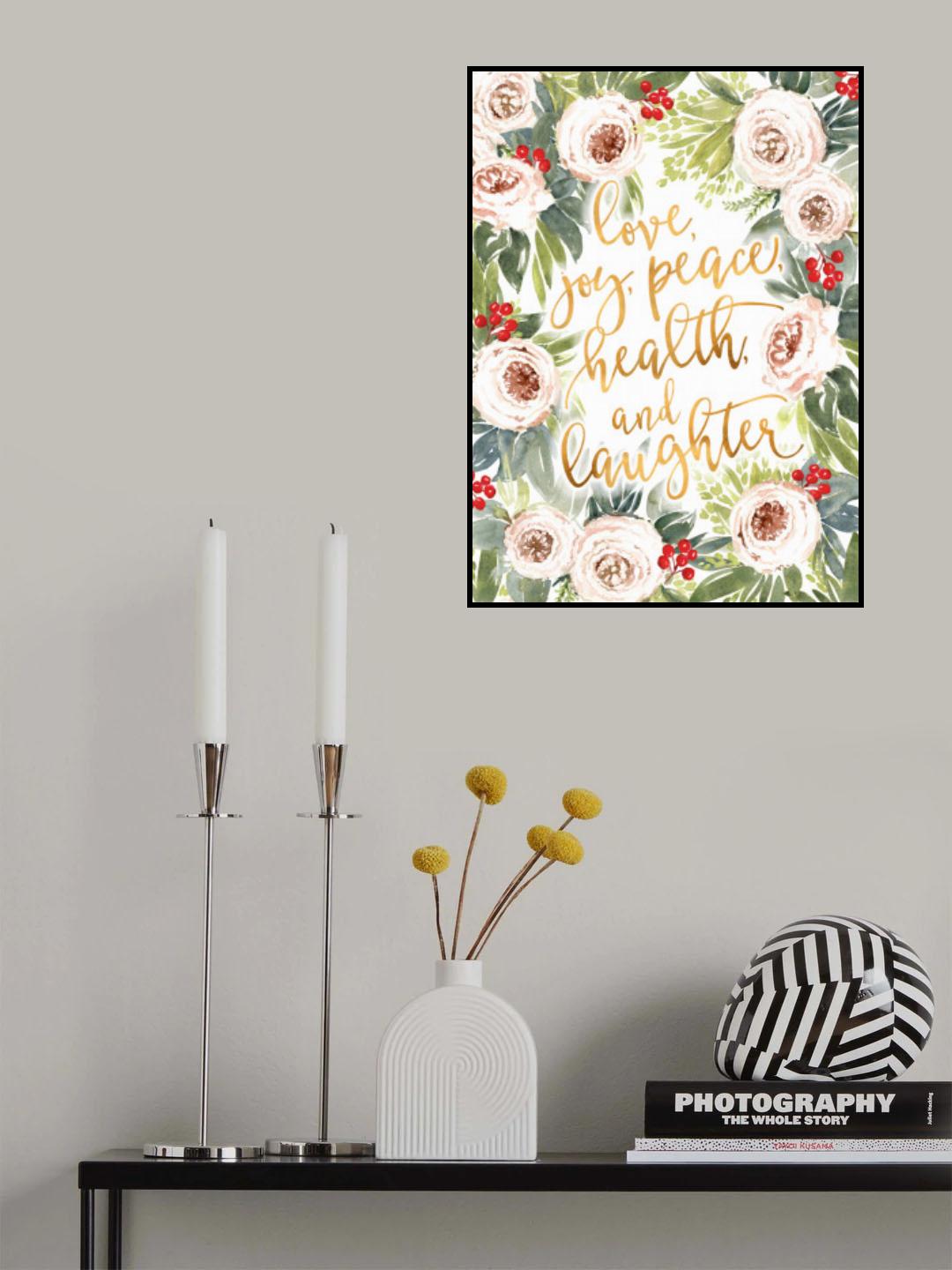 Holiday wishes with roses and berries Poster och Canvastavla
