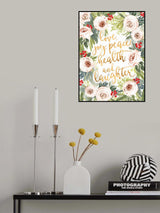 Holiday wishes with roses and berries Poster och Canvastavla