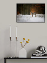 Bobcat in winter forest Poster och Canvastavla