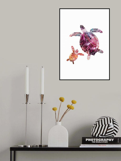 Abstract pink turtles Poster och Canvastavla