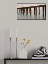 old pier on the beach and long exposure sea waves Poster och Canvastavla