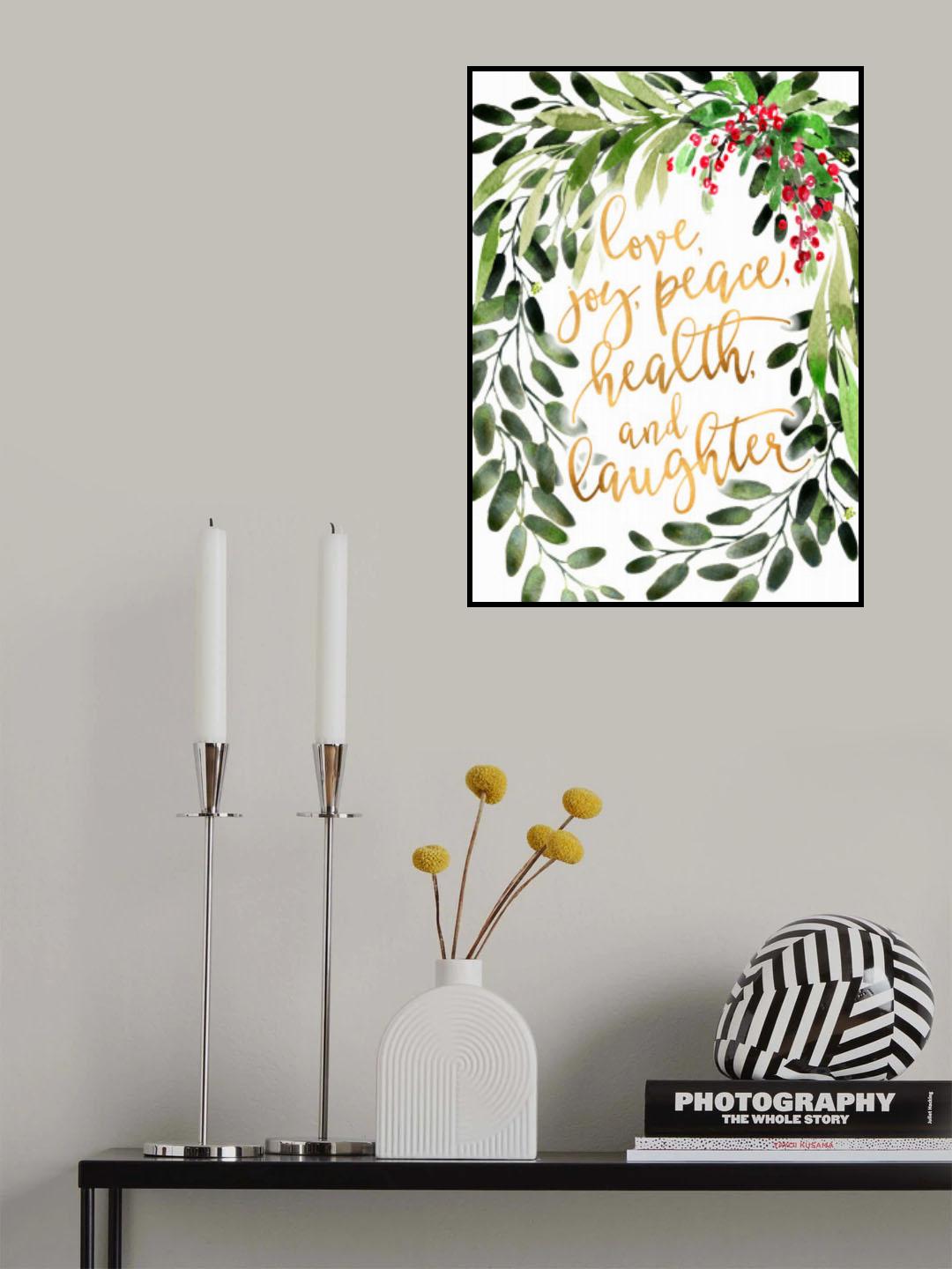 Holiday wishes with watercolor bouquet Poster och Canvastavla
