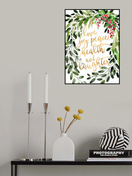Holiday wishes with watercolor bouquet Poster och Canvastavla