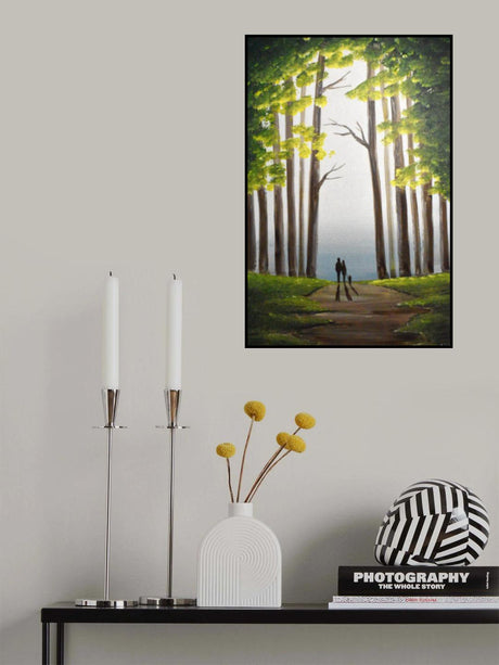 Green Woodland Walk Poster och Canvastavla