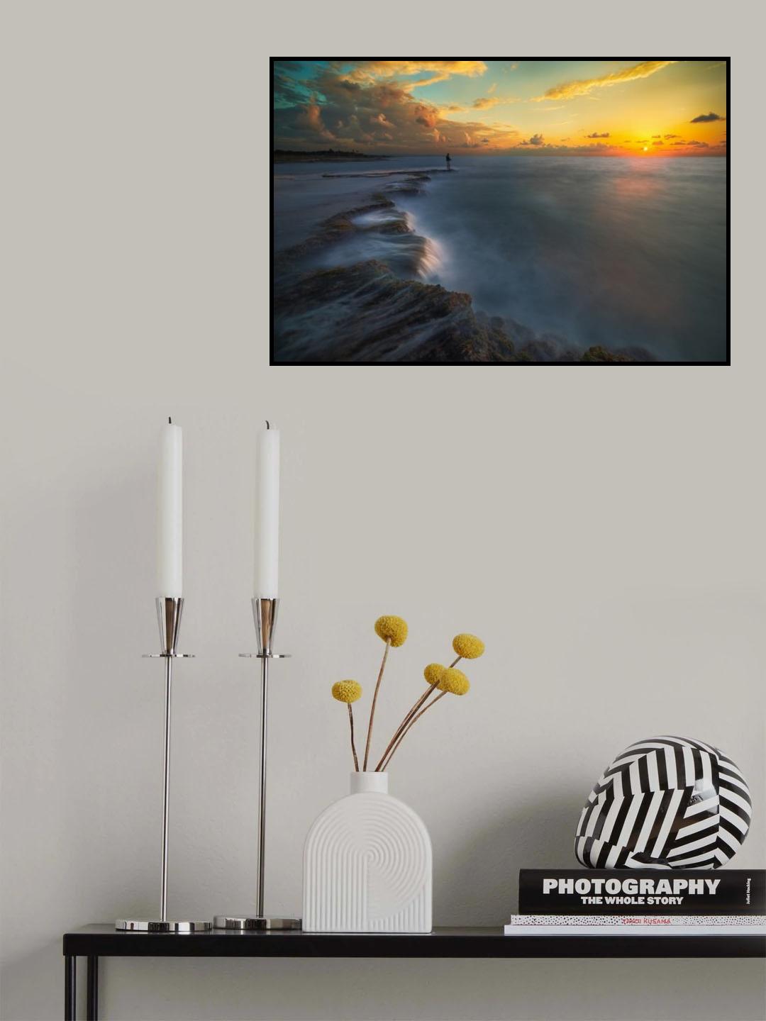 Fishing a Sunset Poster och Canvastavla