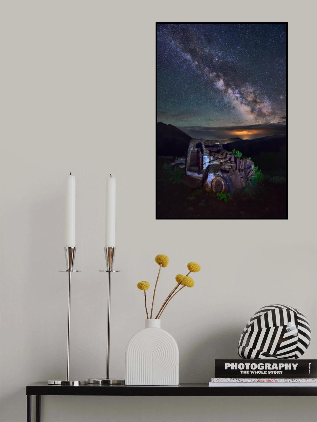Milky Way over Rusted Truck Poster och Canvastavla