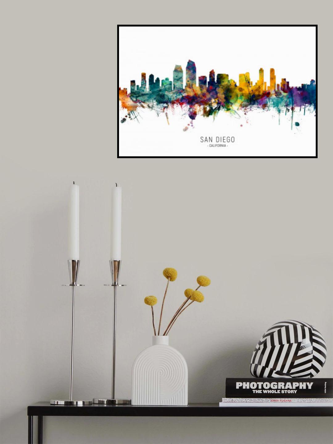 San Diego California Skyline Poster och Canvastavla