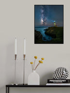 Milky Way over Lighthouse Poster och Canvastavla