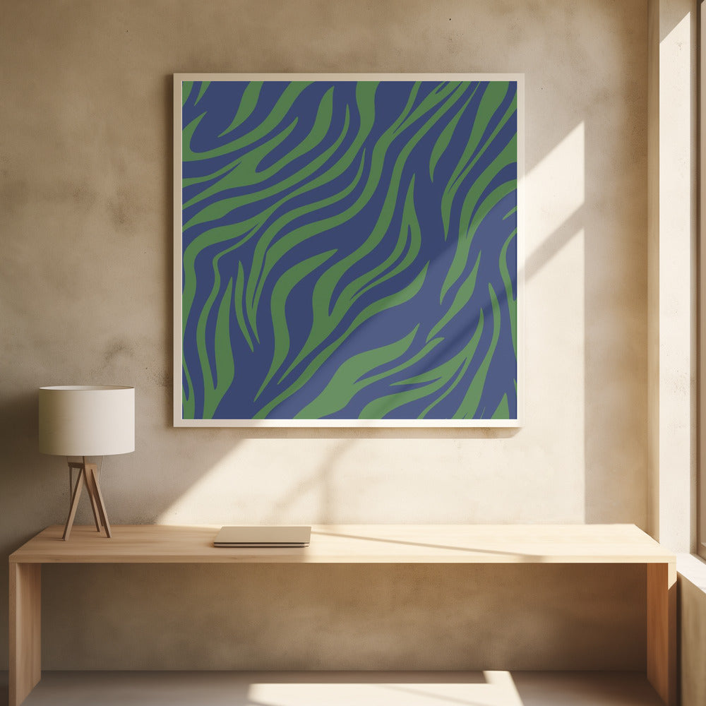 Green Blue Zebra 15 Poster och Canvastavla