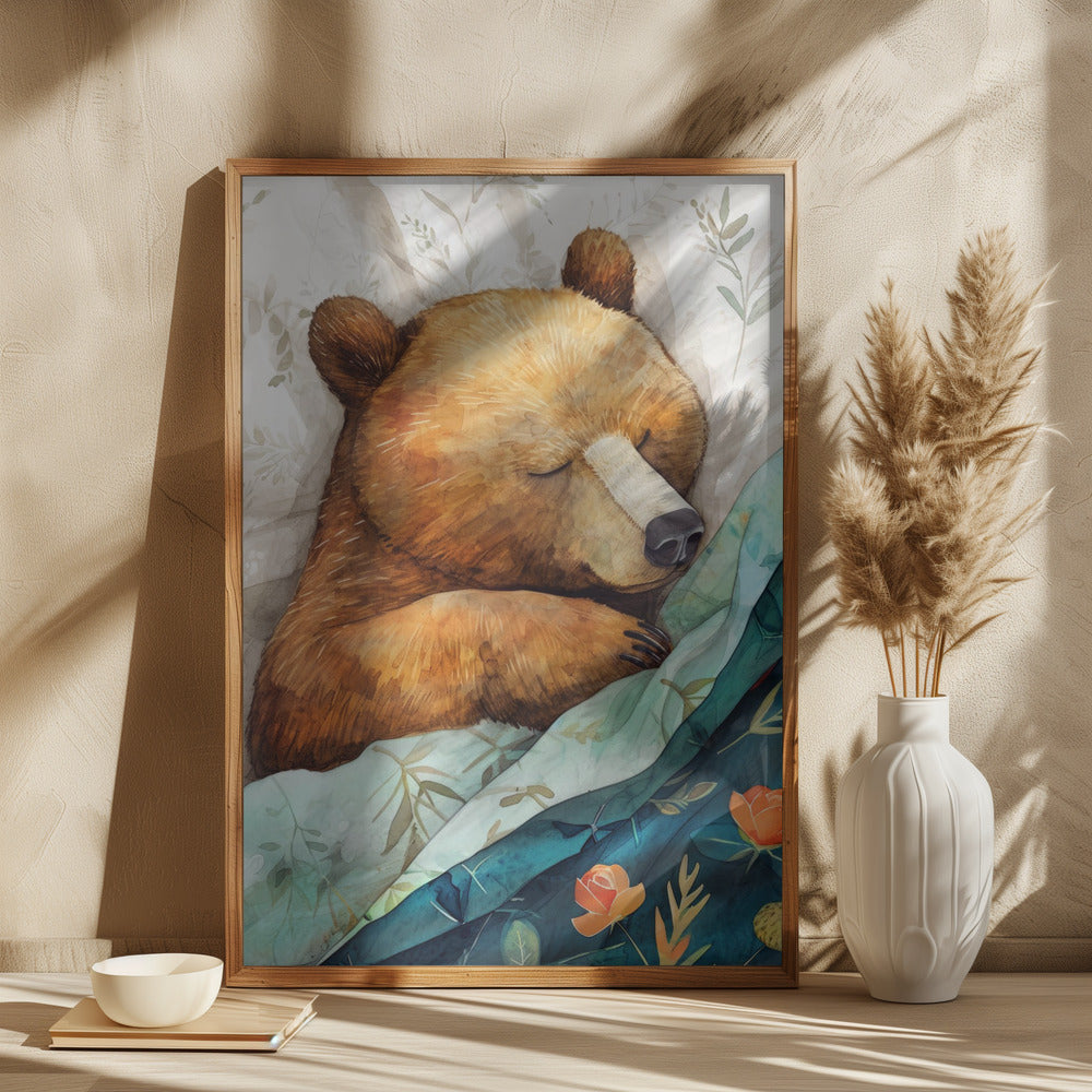 Sleepy Bear animal story Poster och Canvastavla