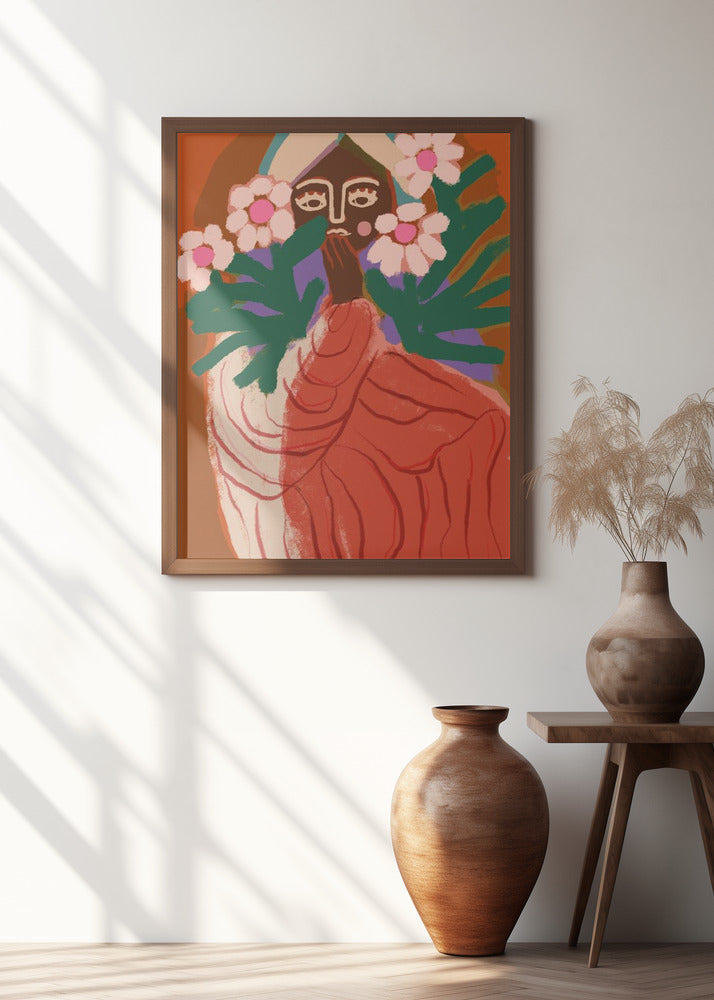 Shy Flower Girl Poster och Canvastavla
