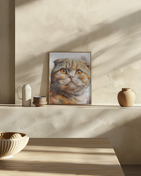 Cat watercolor painting animal Poster och Canvastavla