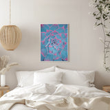 Blue and Pink Succulent Poster och Canvastavla