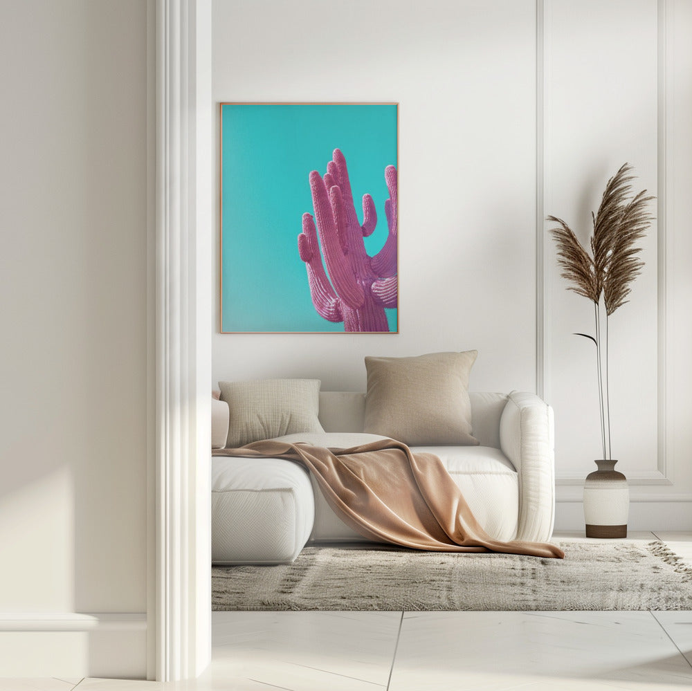 Magenta Pink Saguaro Poster och Canvastavla