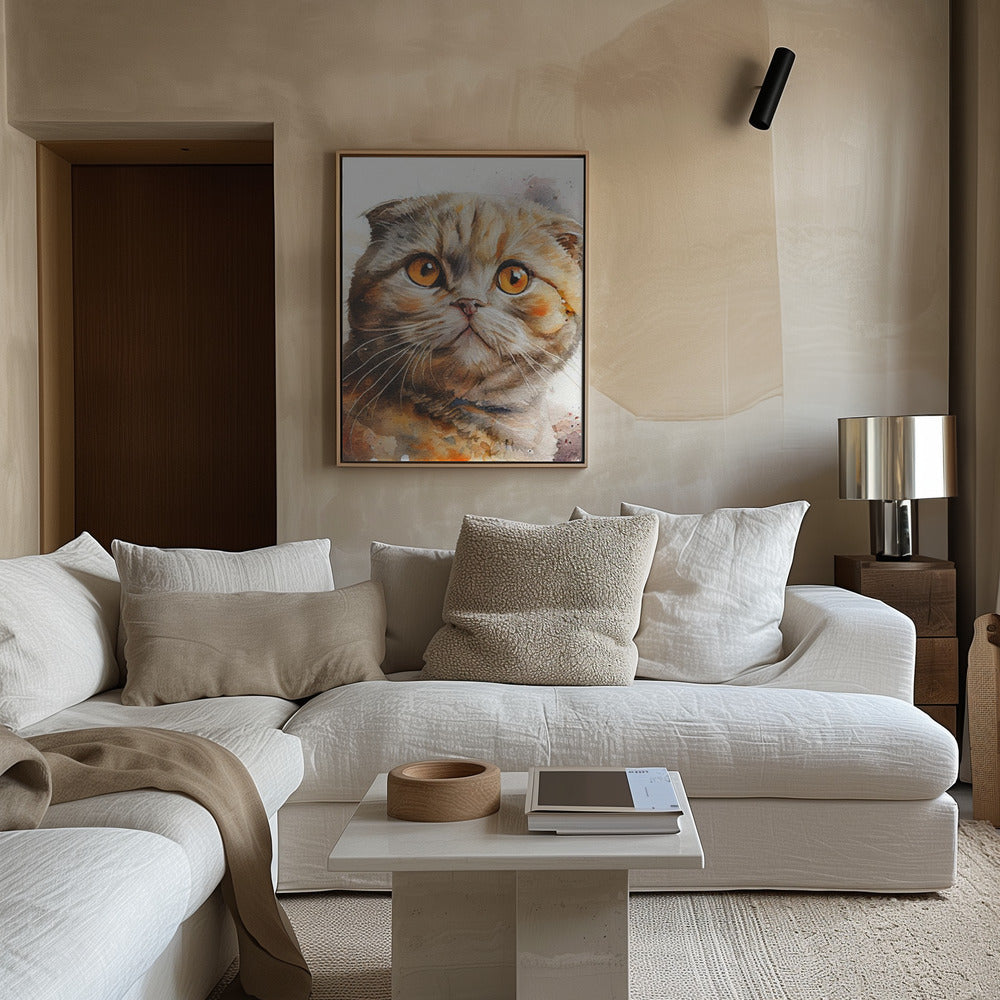 Cat watercolor painting animal Poster och Canvastavla