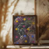 Classic Vase of Flowers And Dots Poster och Canvastavla