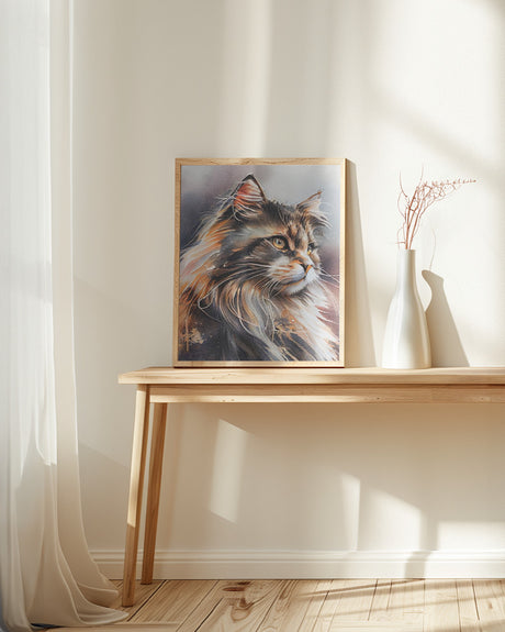 Cat watercolor painting animal Poster och Canvastavla