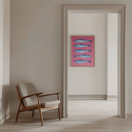 Sardines on Pink Poster och Canvastavla