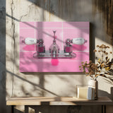 Retro Pink Sink Faucet Poster och Canvastavla