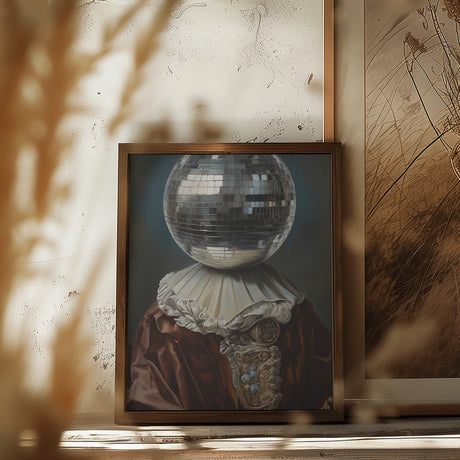 Antique Disco Ball, A Man with Disco head Poster och Canvastavla