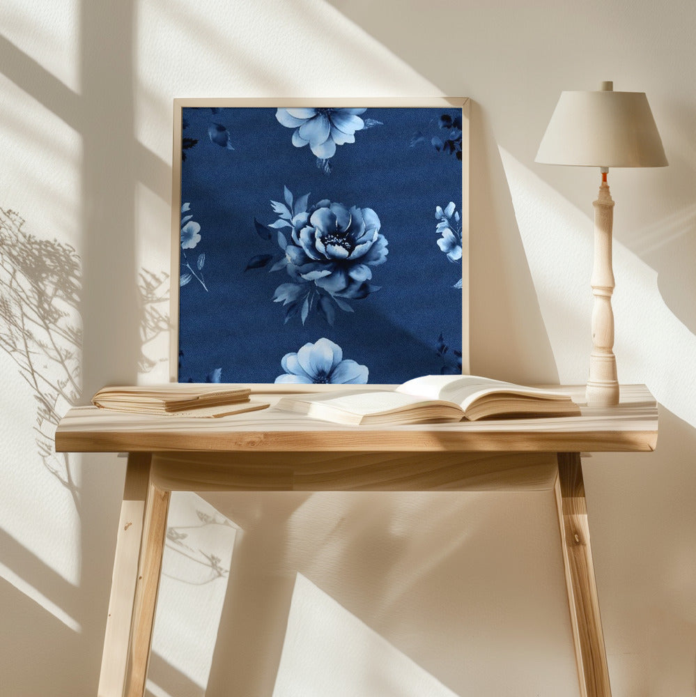 Denim Floral 2 1 Poster och Canvastavla