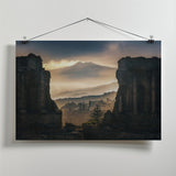 Volcano on ancient ruins Poster och Canvastavla