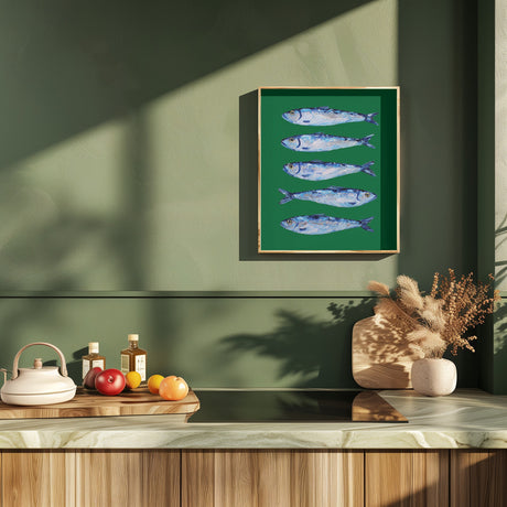 Sardines Forest Green Poster och Canvastavla