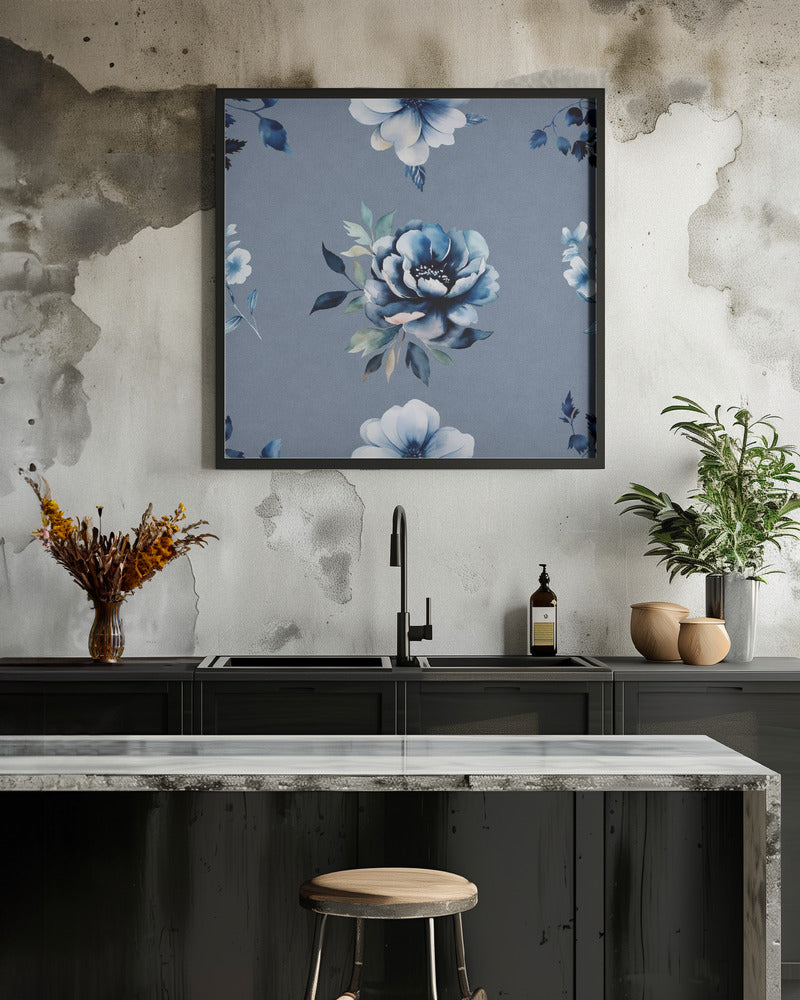 Denim Floral 2 3 Poster och Canvastavla
