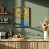 Sunfowers In Blue Vase Poster och Canvastavla