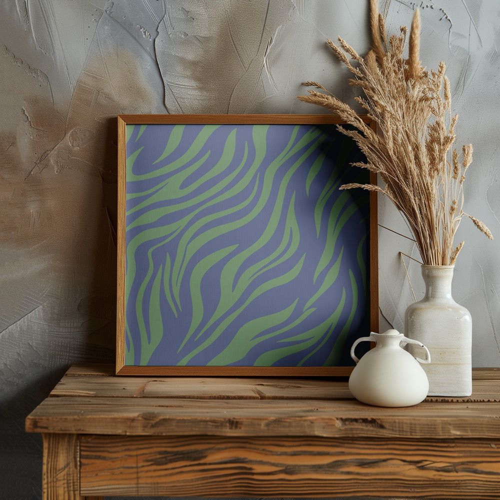 Green Blue Zebra 15 Poster och Canvastavla