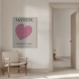 Pink Heart Poster och Canvastavla