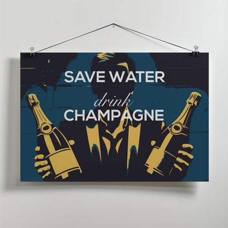 Save water - Drink champagne Poster och Canvastavla
