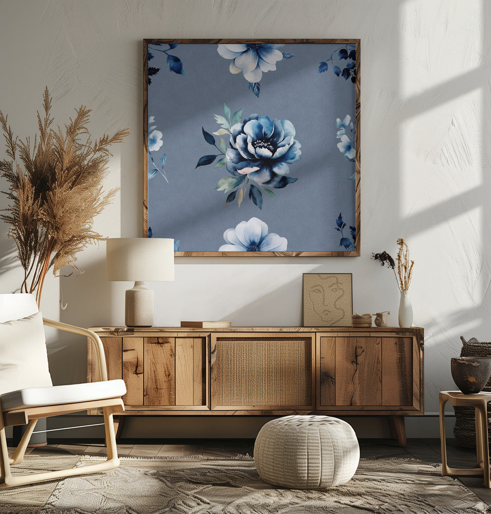 Denim Floral 2 3 Poster och Canvastavla