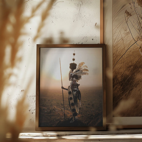 Portrait at Sunrise, Lopit man, Soth Sudan Poster och Canvastavla