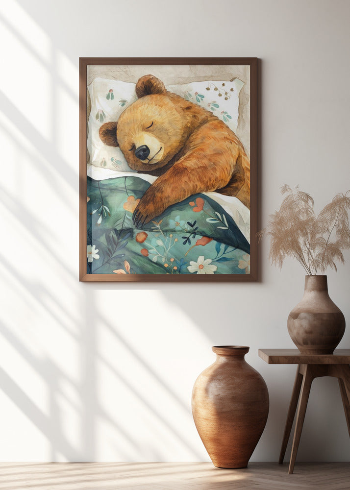 Sleepy Bear animal story Poster och Canvastavla