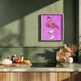 Pink Flamingo Roller Skating Poster och Canvastavla