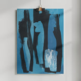 Stii life Vases silhouette in blue Art Print Poster och Canvastavla