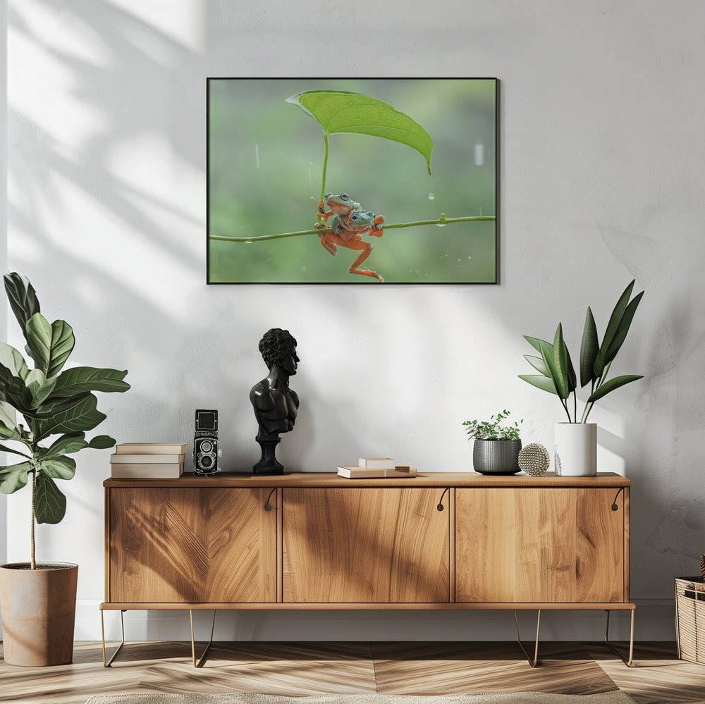 pair of green frogs Poster och Canvastavla