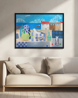 Cat With Seascape Poster och Canvastavla