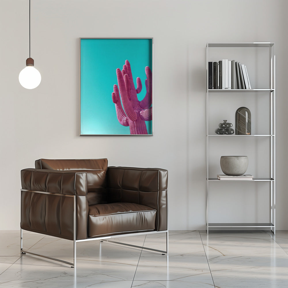 Magenta Pink Saguaro Poster och Canvastavla
